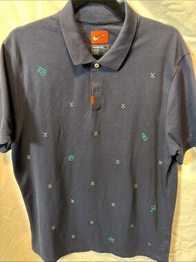 Nike Men’s Navy Polo with Teal Micro Embroidery